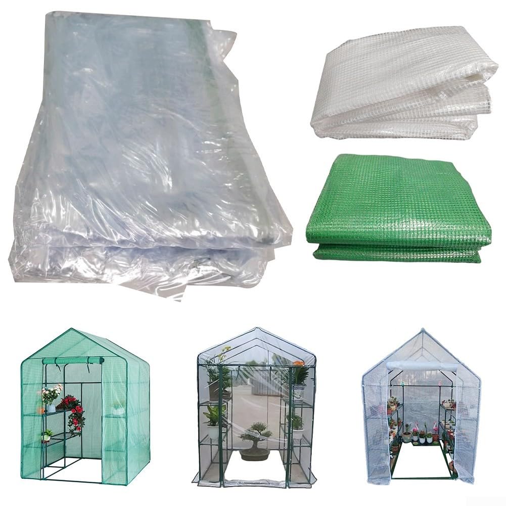 Zilimontt Copertura di ricambio per serra resistente alle intemperie, copertura di ricambio in plastica PVC per passeggiate in serra, piante/coltivazioni, vari telai per serre, 143 x 143 x 195 cm