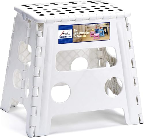 Miniatura 14 de ACKO Taburete de Escalón Plegable de 9 Pulgadas 300 lb de Capacidad, Taburetes de Escalón Plegables de Plástico para Niños y Adultos, Taburetes