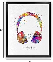 Vista 14 de Dignovel Studios 13X19 Unframed Headset with Sound Wave Headphone Game Room Watercolor Art Print Poster Archival Fine Nursery Home Decor Wall