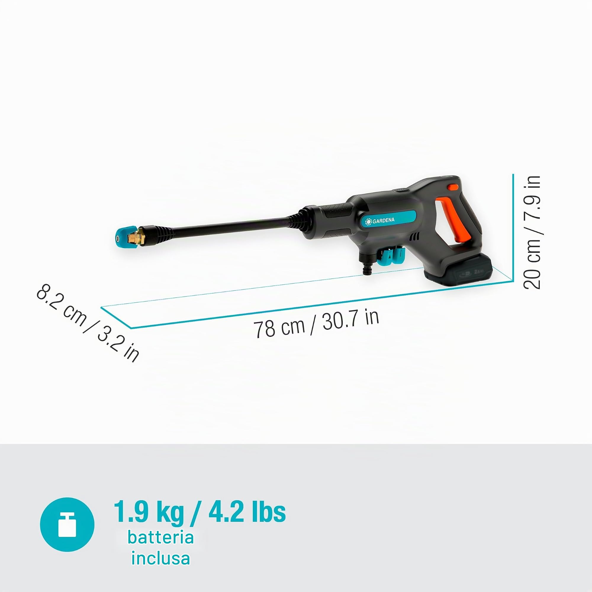 Gardena Idropulitrice Media Pressione A Batteria AquaClean 24/18V P4A Set Premium: Accessori aggiuntivi, Pressione dell'acqua regolabile, Ugelli intercambiabili, 3 modalità di pulizia (14800-31)
