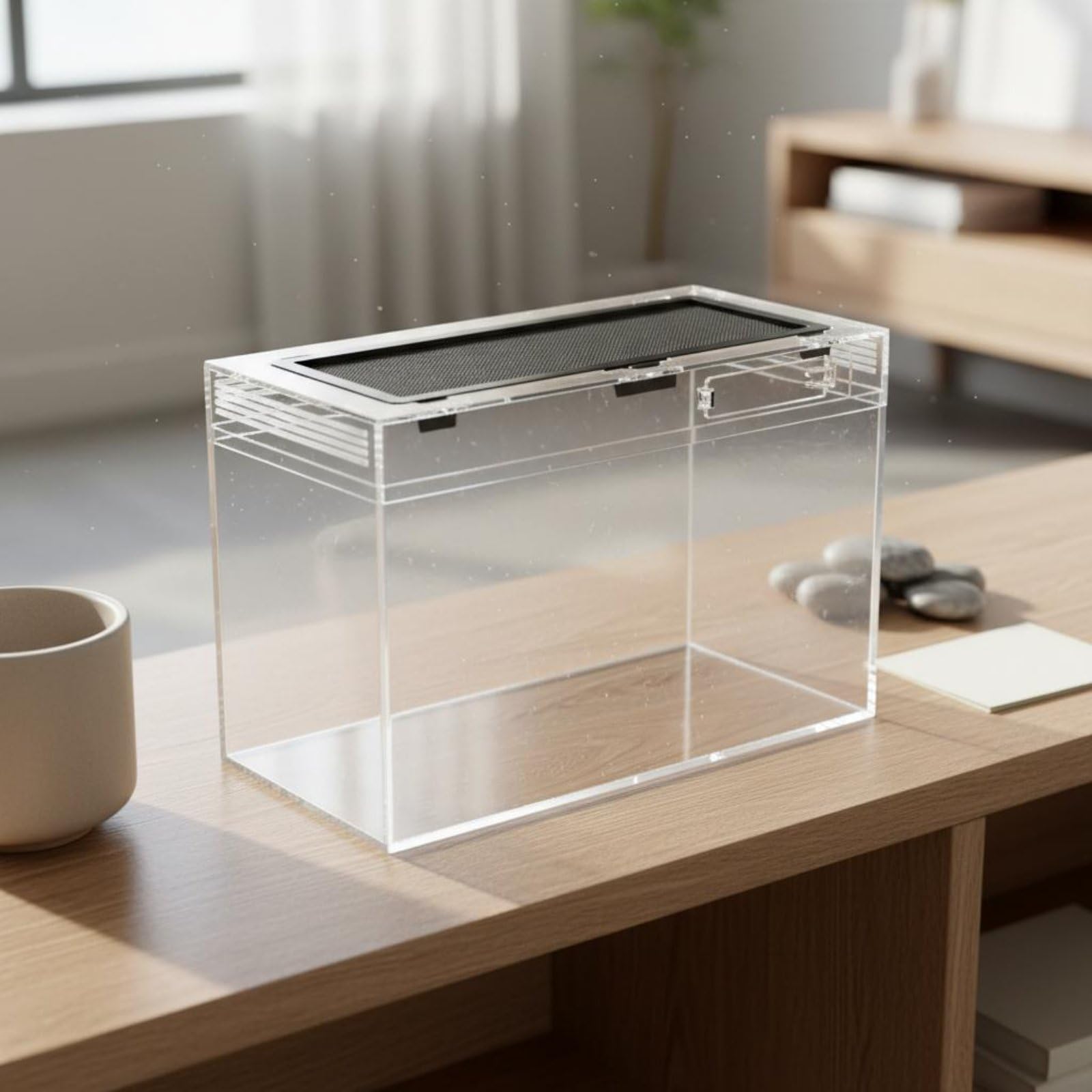 Reptile Terrarium Terrario para Reptiles Acuario Vivario Habitáculo con Visibilidad Panorámica de 360 Grados Tapa de, Acuario De Cría Integrado Sin Mascotas