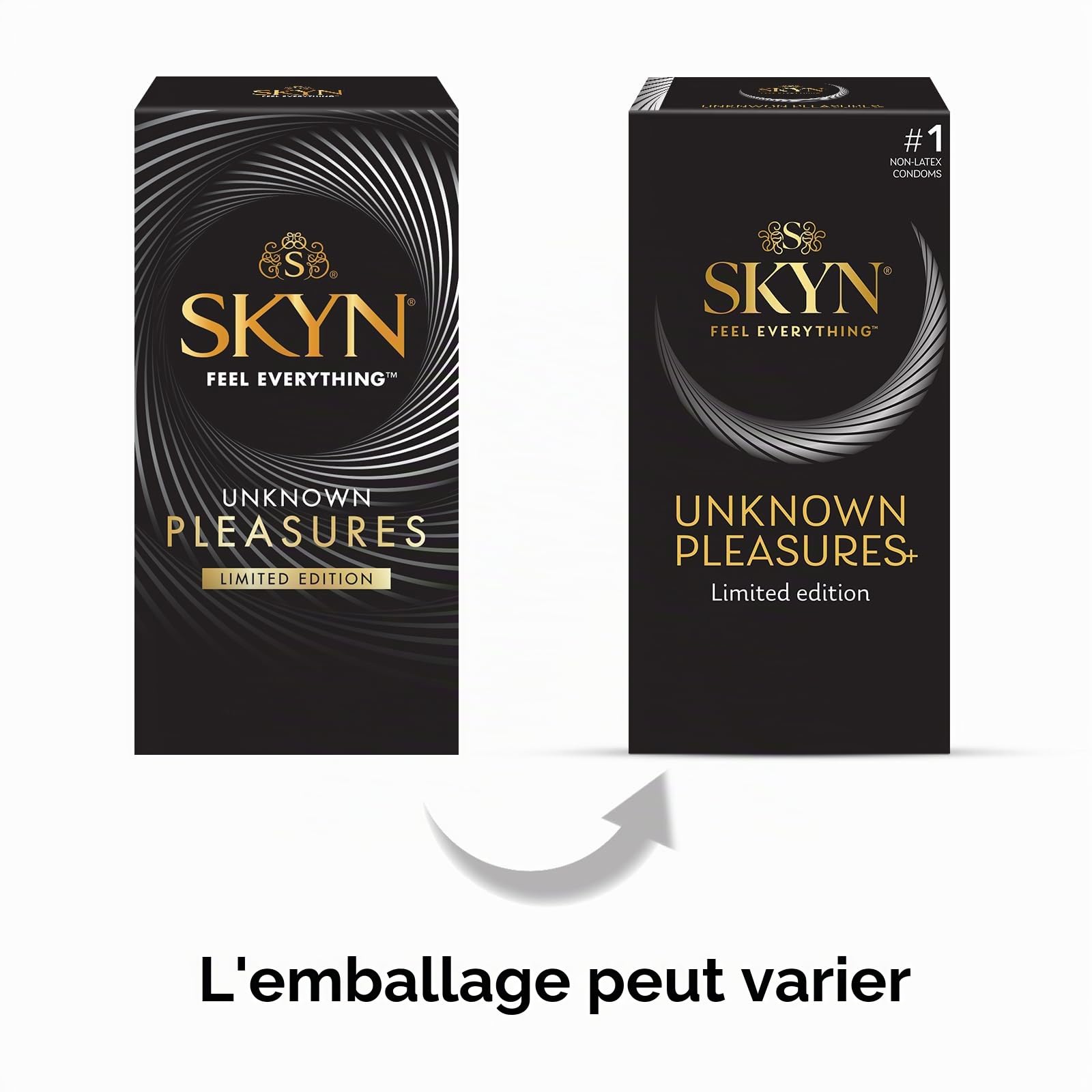 SKYN Unknown Pleasures + : Boîte de 42 préservatifs masculins sans latex | 6x texture intensément perlée, 24x goût de cocktails, 6x ultra-fins et ultra-doux, 6x effet chauffant