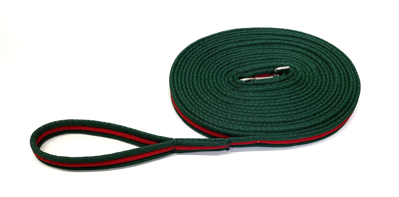 Horse Lunge Line/Large Dog Training Walking Lead Leash 25mm Padded Air Webbing Strong Very Soft Durable (20ft, 6 Metres) (Forest Green/Red) — image 1