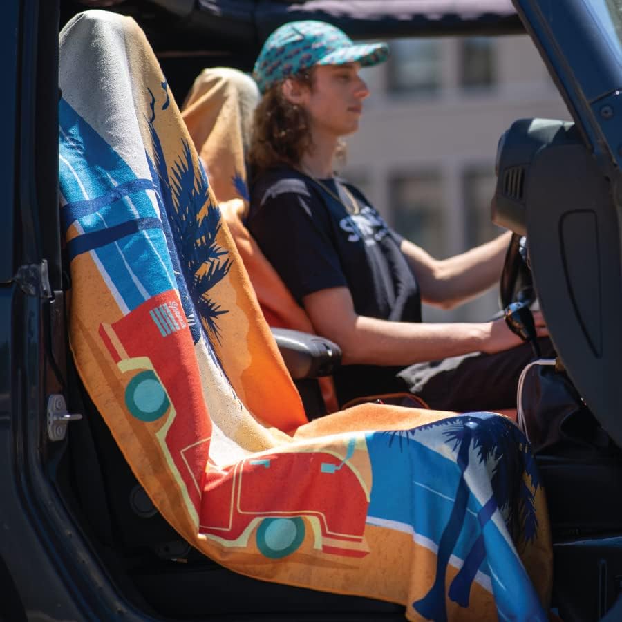 Miniatura 5 de Sprints Toalla atlética para correr, tamaño completo, funda de asiento de automóvil, microfibra de rendimiento (Retro Sunset)