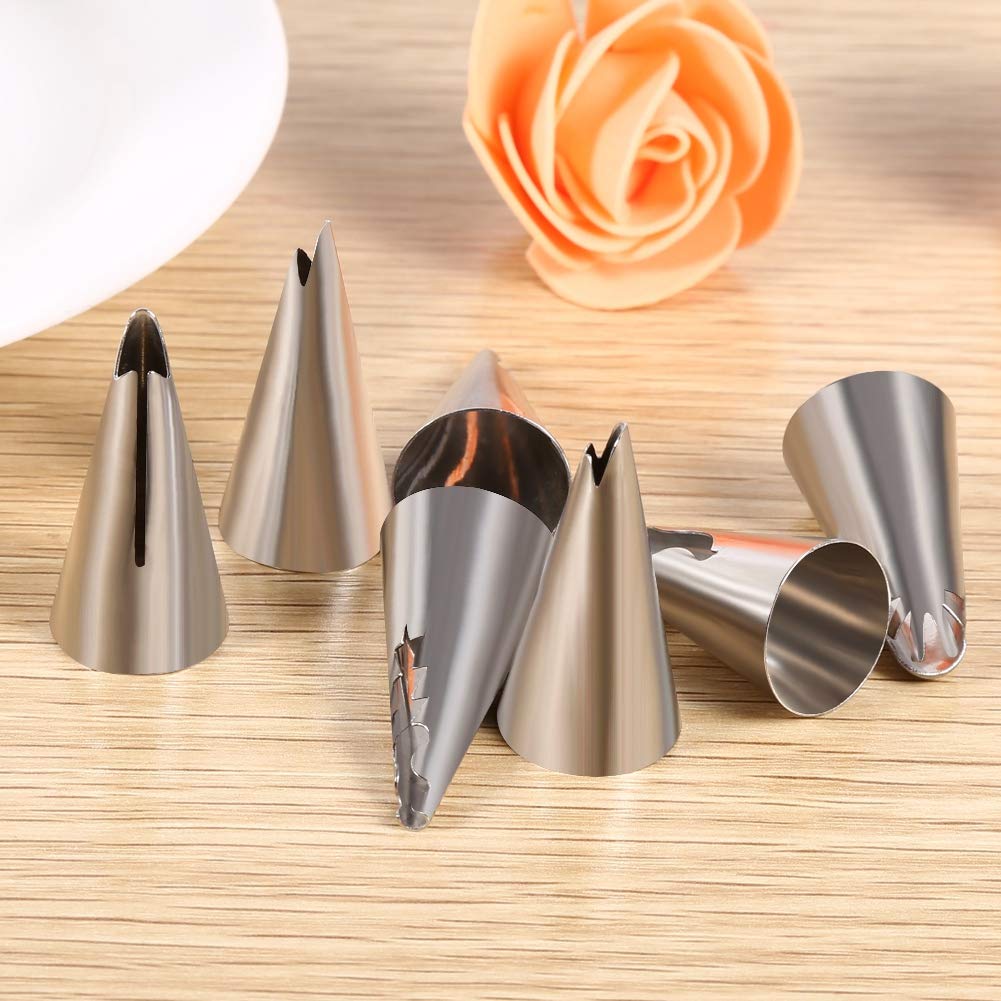 Pleated Skirt Piping Tips Nozzles Set 7Pcs Russian Nozzles Tips Piping Set Stainless Steel Cake Cream Decorating Icing Piping Tips For Pastry Fondant Baking Tool Cake Decorating Supplies