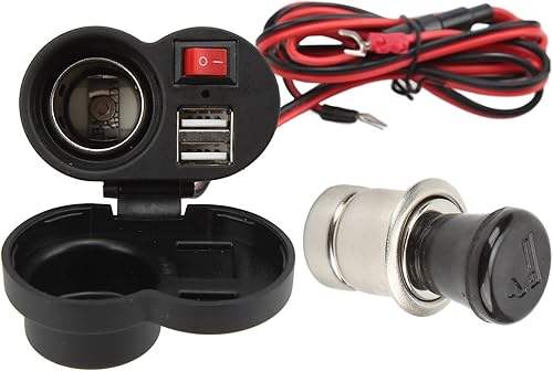 Enchufe para encendedor de cigarrillos para motocicleta, impermeable, doble USB, multifuncional, encendedor de cigarrillos, DC1224V con interruptor