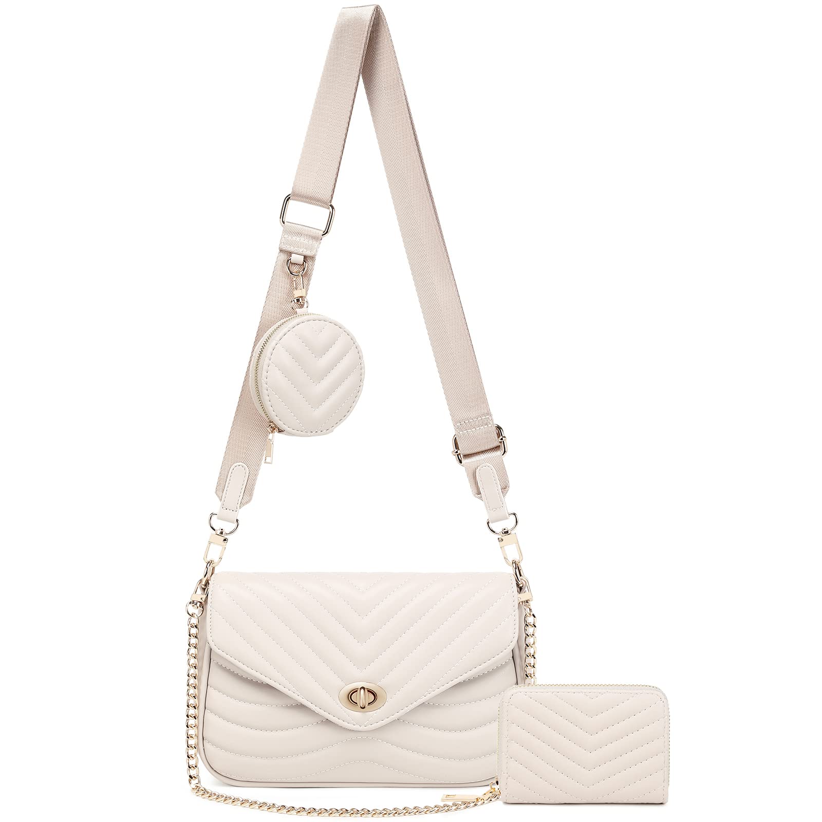 JEEHAN Quilted Crossbody Bags for women Designer Shoulder Handbags Small Purse