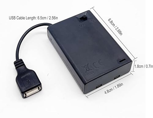 Miniatura 3 de Paquete de 2 cajas de batería 3AA, 3 soportes de batería AA con cable USB, caja de batería USB de 4.5 V (3 x 1.5 V), 3 ranuras x caja de batería de