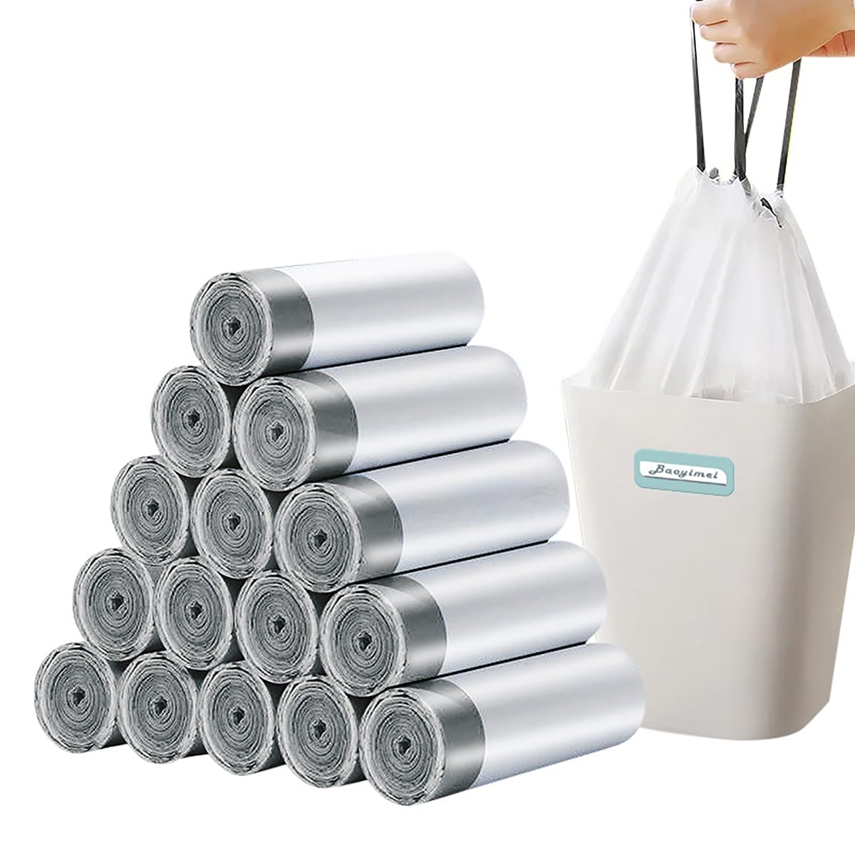 Newgam 4 Gallon White Small Trash bags Thickened Bathroom?Bedroom?Tear-Free trash bags?Office Stretchy Garbage Bags,Unscented Waste Bag (30 count)