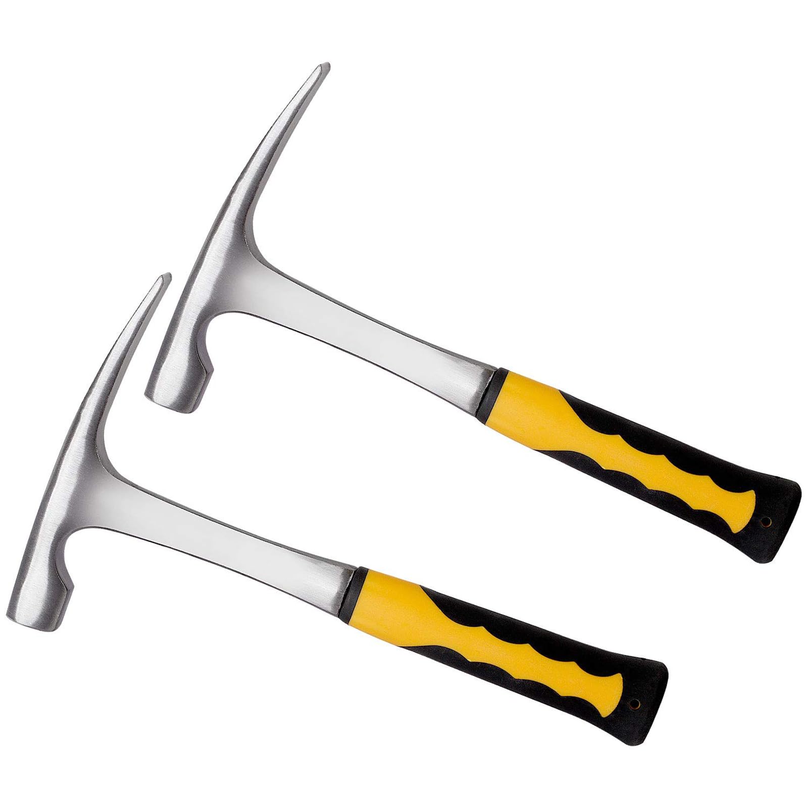 KEILEOHO 2 Pack 32 oz Forged Brick Hammer, Geologist Flat head Rock Pick Hammer, All Steel Geologist Hammers, Bricklayer's/Mason's Hammers with Non-Slip Shock Absorbing Grip for Mining