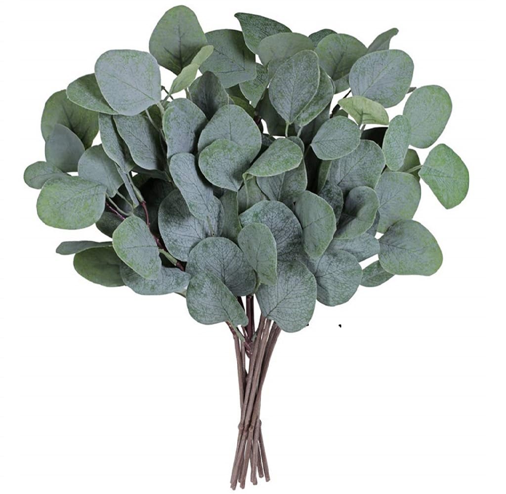 Kellegour 20 Bunches Artificial Eucalyptus Leaves Stems,Eucalyptus Artificial Flowers,Artificial Eucalyptus Seeded Stem,Faux Eucalyptus Branches for Wedding,Garden,Office,Indoor Outdoor Decoration