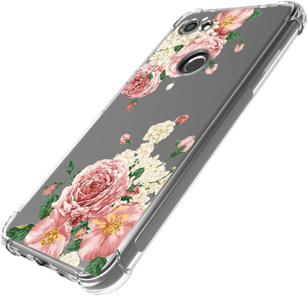 for Google Pixel 3a XL Case,Pixel 3 Lite XL Flower Case Girls Shock-Absorption Flexible Cell Phone Soft Silicone Full-Body Protective Cover for Google Pixel 3a XL(Big Rose)