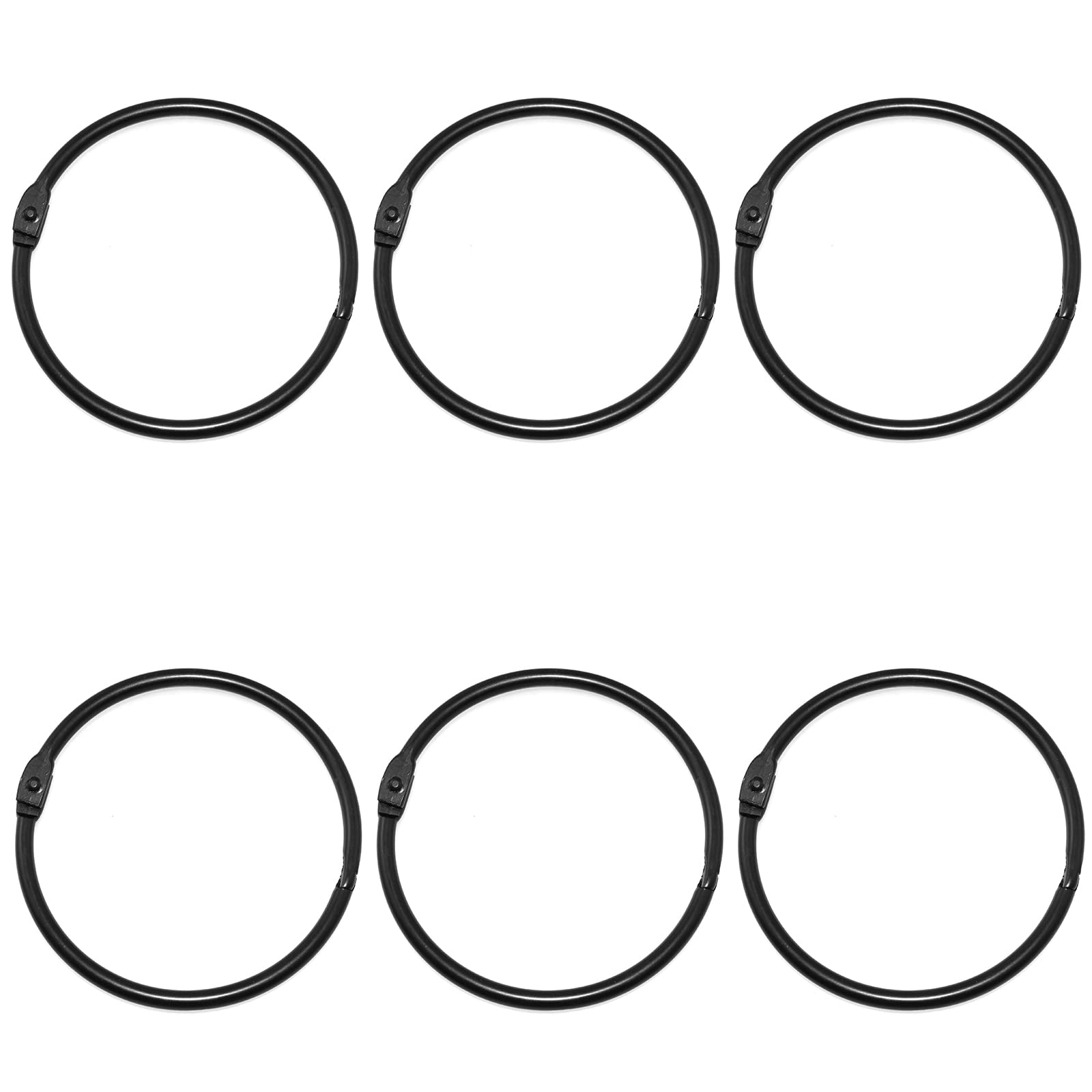 Lind Kitchen 6PCS 3 Inch 76mm Loose Leaf Rings Binder Rings Metal Steel Book Rings Album Rings, Black