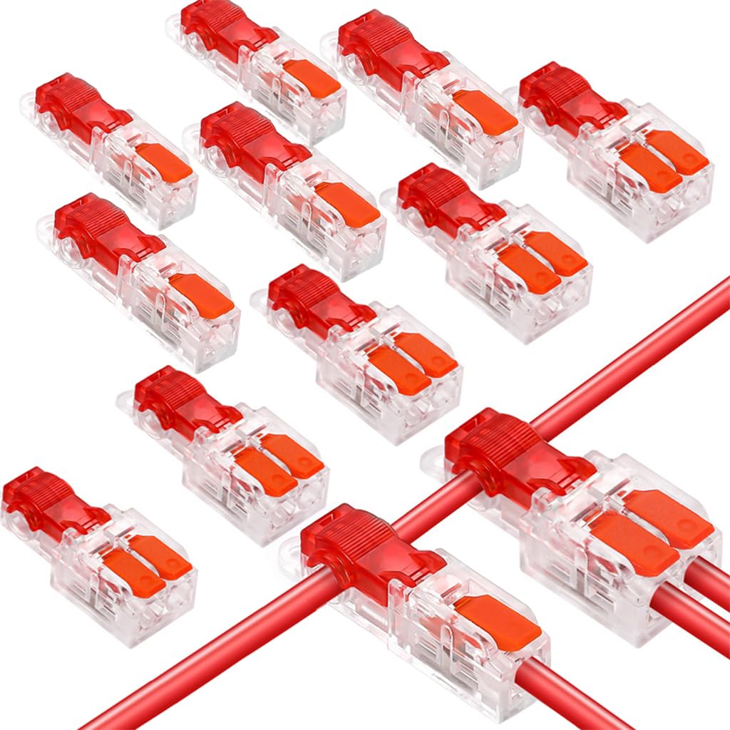 Serplex® 10Pcs Cable Spliters, T-Type Wire Connector, Quick Splice Terminal Block, No-Solder Electrical Cable Connector for 1-in 1-out / 1-in 2-out Connections, Fit 20-22 Gauge Wires-image-48