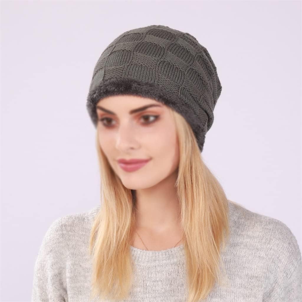 Ladies Warm Knitted Beanie Hats Women's Thick Winter Hat