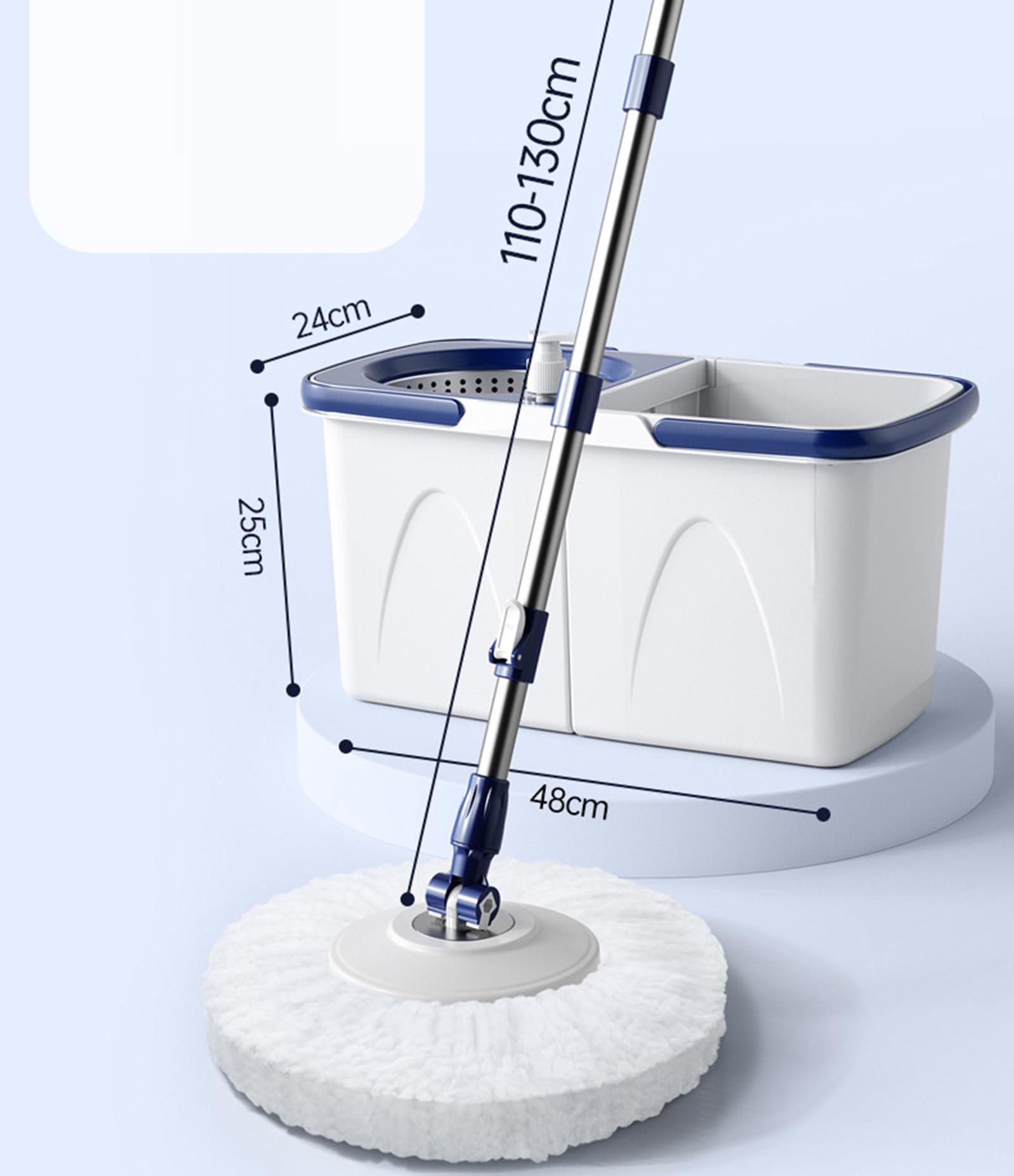 Mopp- und Eimer-Set mit verstellbarem Griff und abnehmbarem Eimersystem, Nass- und Trockenreinigungsset für Böden, kraftsparender Wand- und Bodenreiniger für Haushalt und Küche