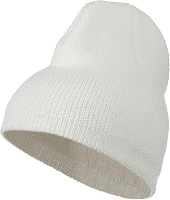 Artex Rib Beanie with Bottom Band - White