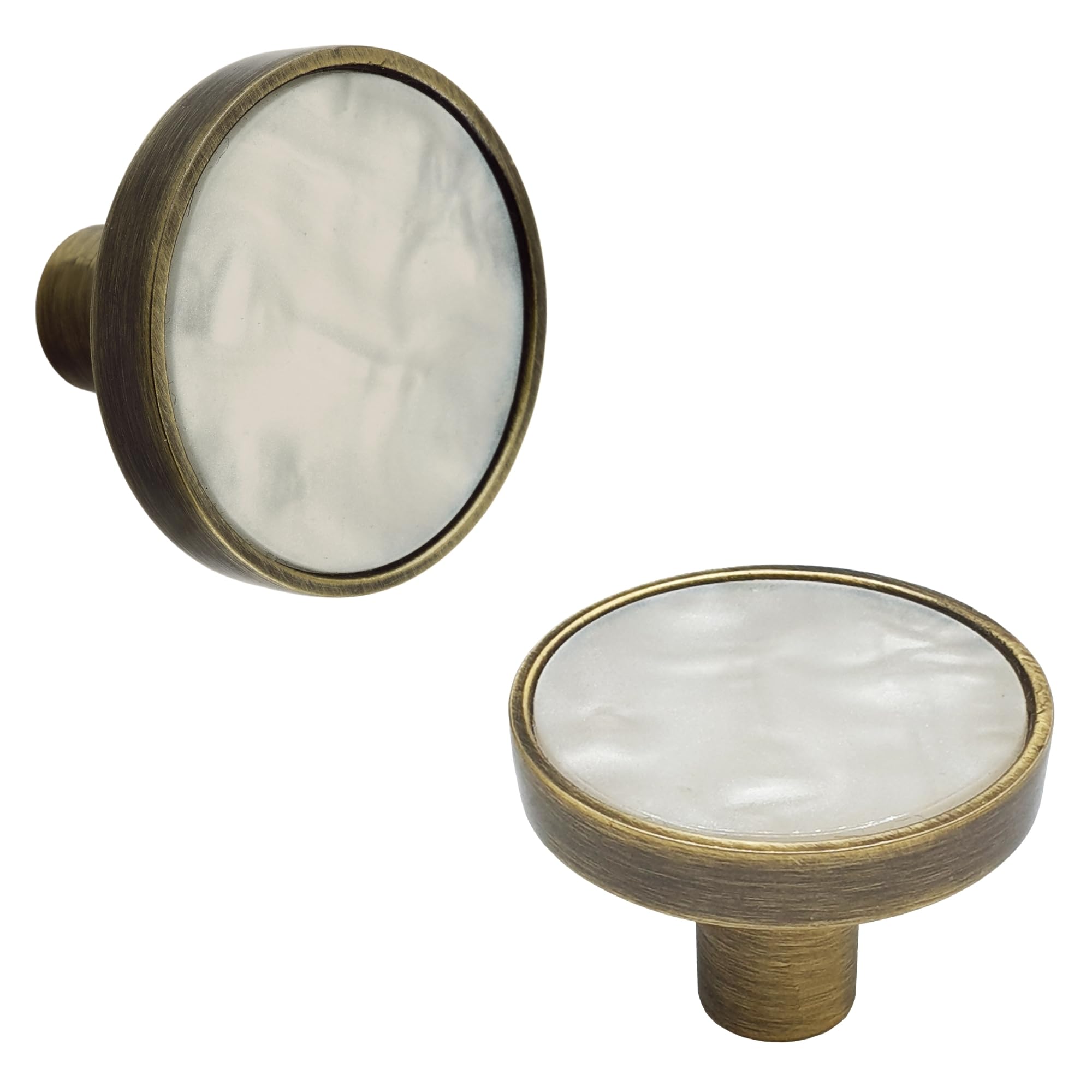 Keypak Antique Brass 10 Pack Marble Centre Knobs 30Mm – Decorative Round Cabinet & Cupboard Drawer Knob Handles For Kitchen, Wardrobes, Furniture & Diy (Antique Brass)