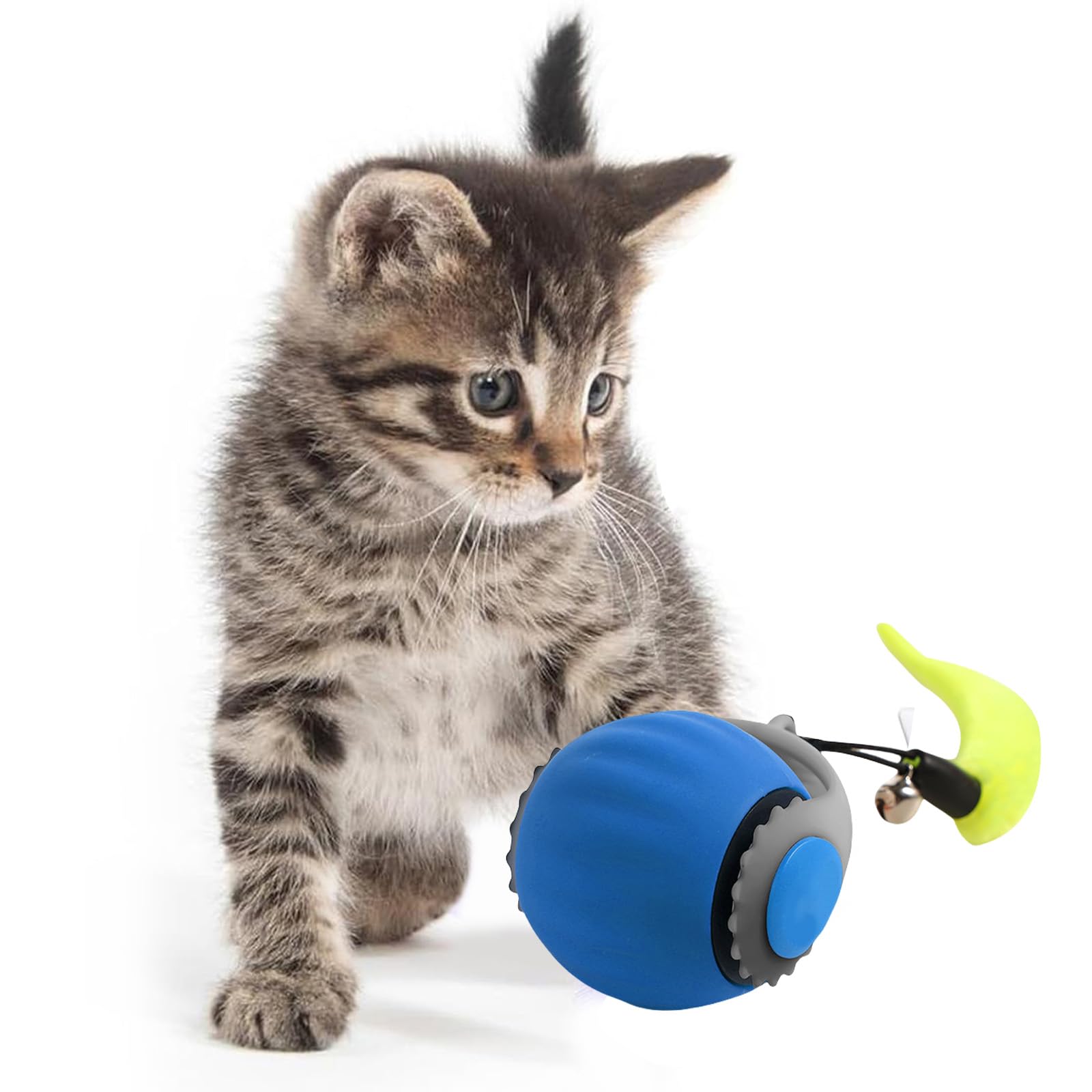 SUJAHHUJIQ Pelota de juguete interactiva para gatos, juguetes eléctricos automáticos para gatos de interior, 2 modos, movimiento irregular, juguetes para gatos de interior, adultos, todos los pisos y