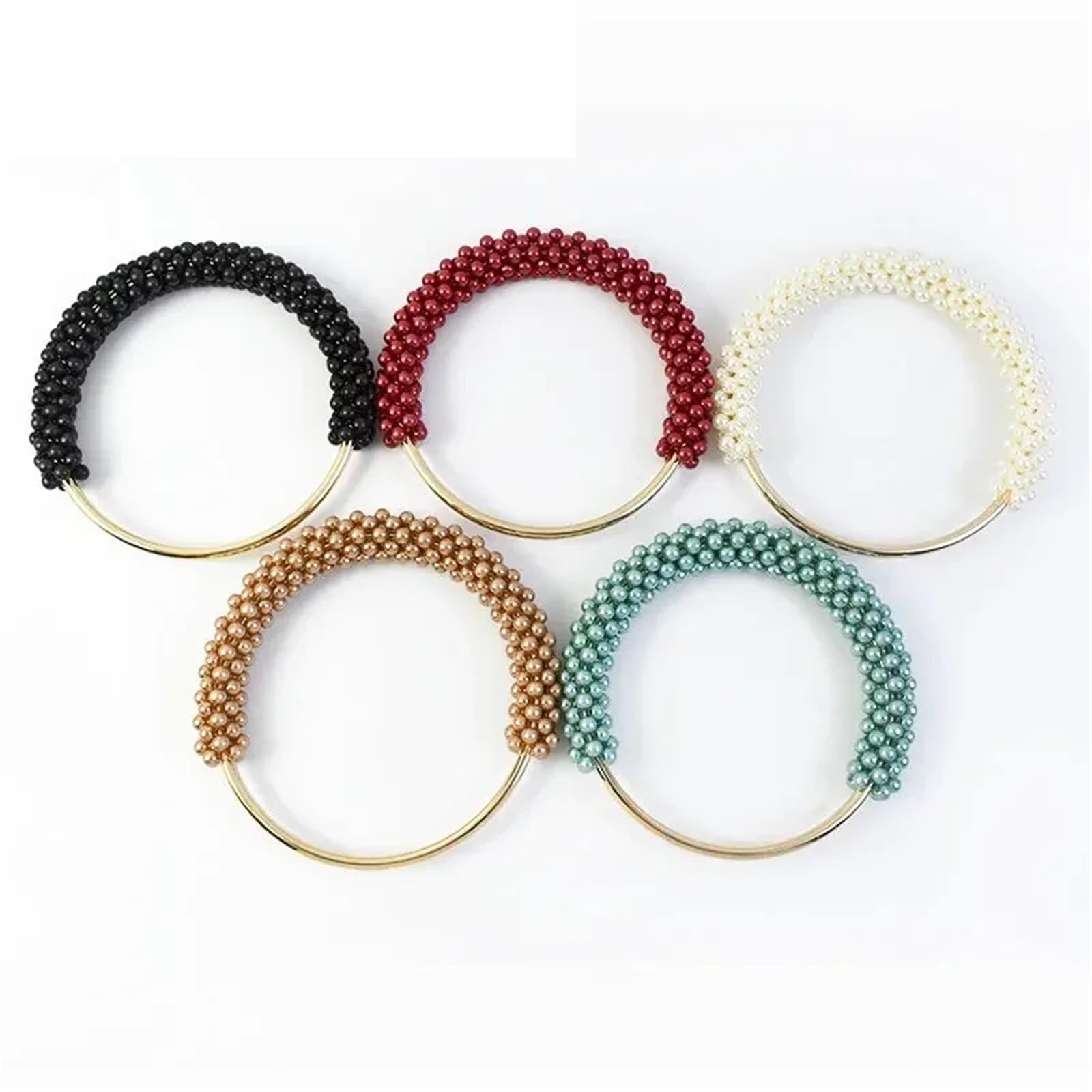 Asas Bolso Forma de D Hebillas de Metal con mango redondo de perlas, 2/4 Uds., 12cm, cierre de gancho, bolsa, anillos colgantes, hebilla de decoración, accesorios de costura DIY(Blue,12cm-4Pcs)
