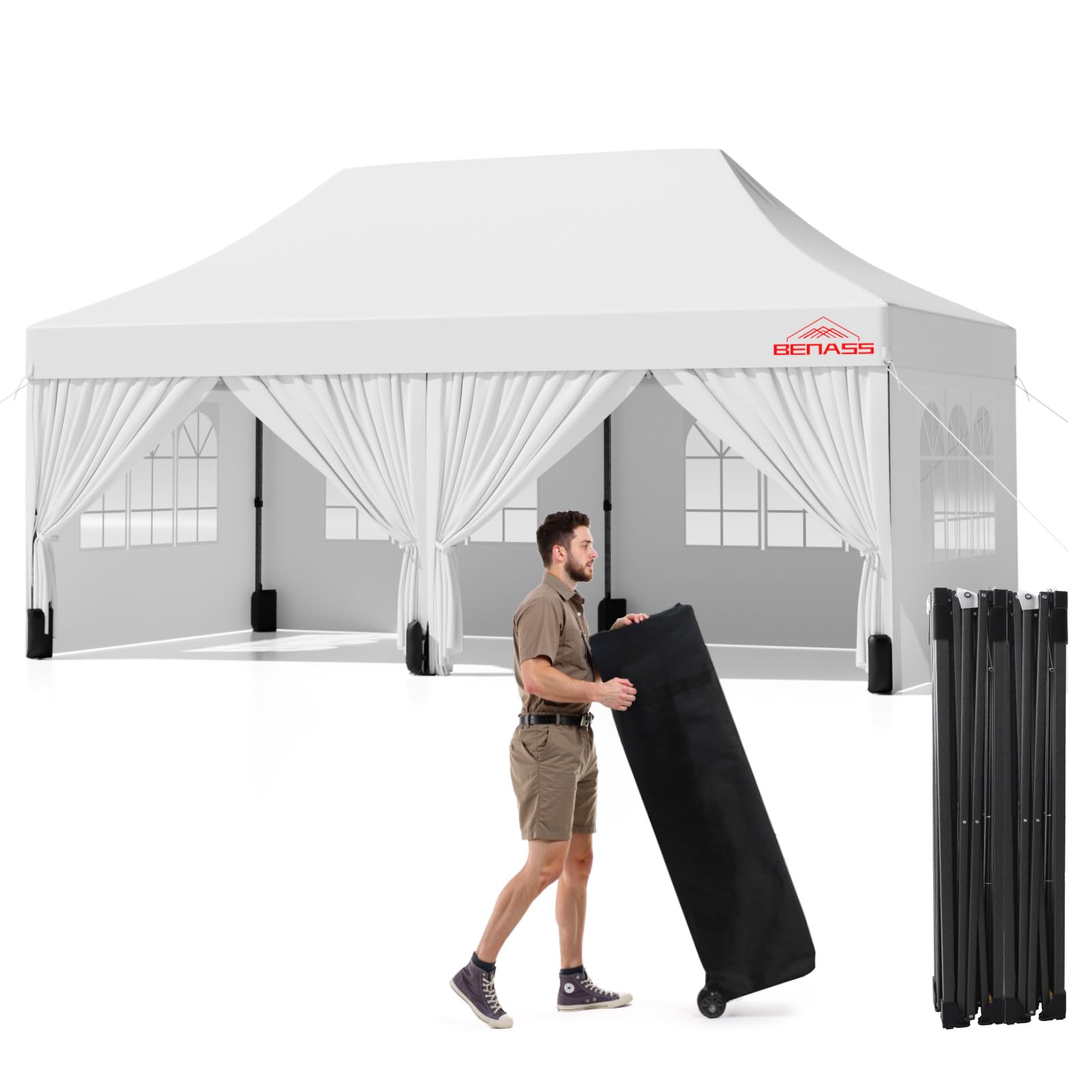 Benass 10x20 Heavy Duty Pop Up Canopy with 6 Sidewalls