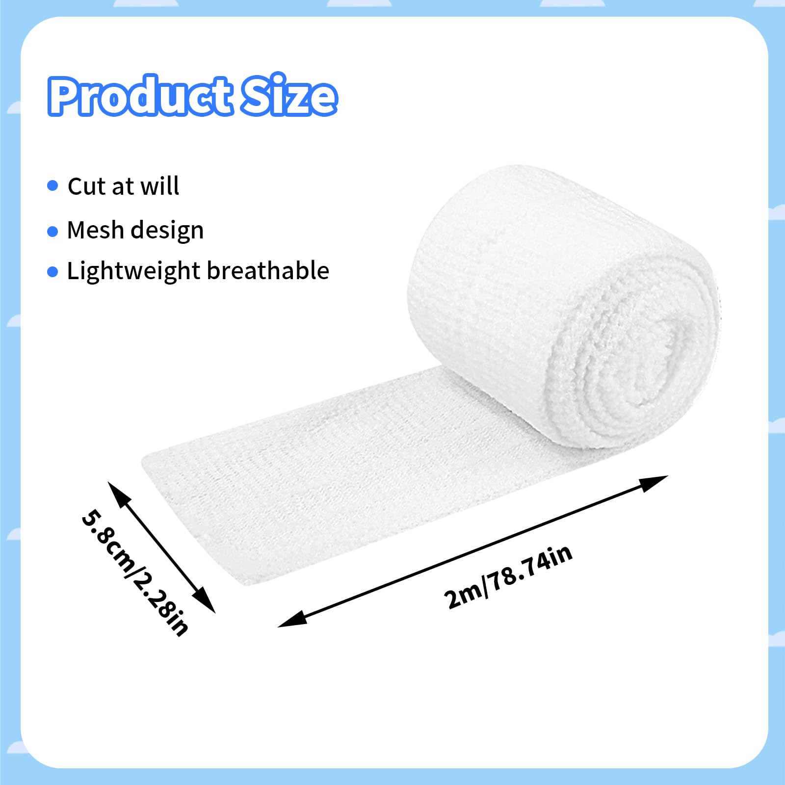 Vendaje de Red, Blanco Vendaje Elástico Tubular, 5,8 CM de Ancho 2 M de Largo,Venda Malla Tubular, Vendajes Rollselastic Net Dressing, Vendajes Transpirable Funda, para Tobillo Piernas y Cabeza
