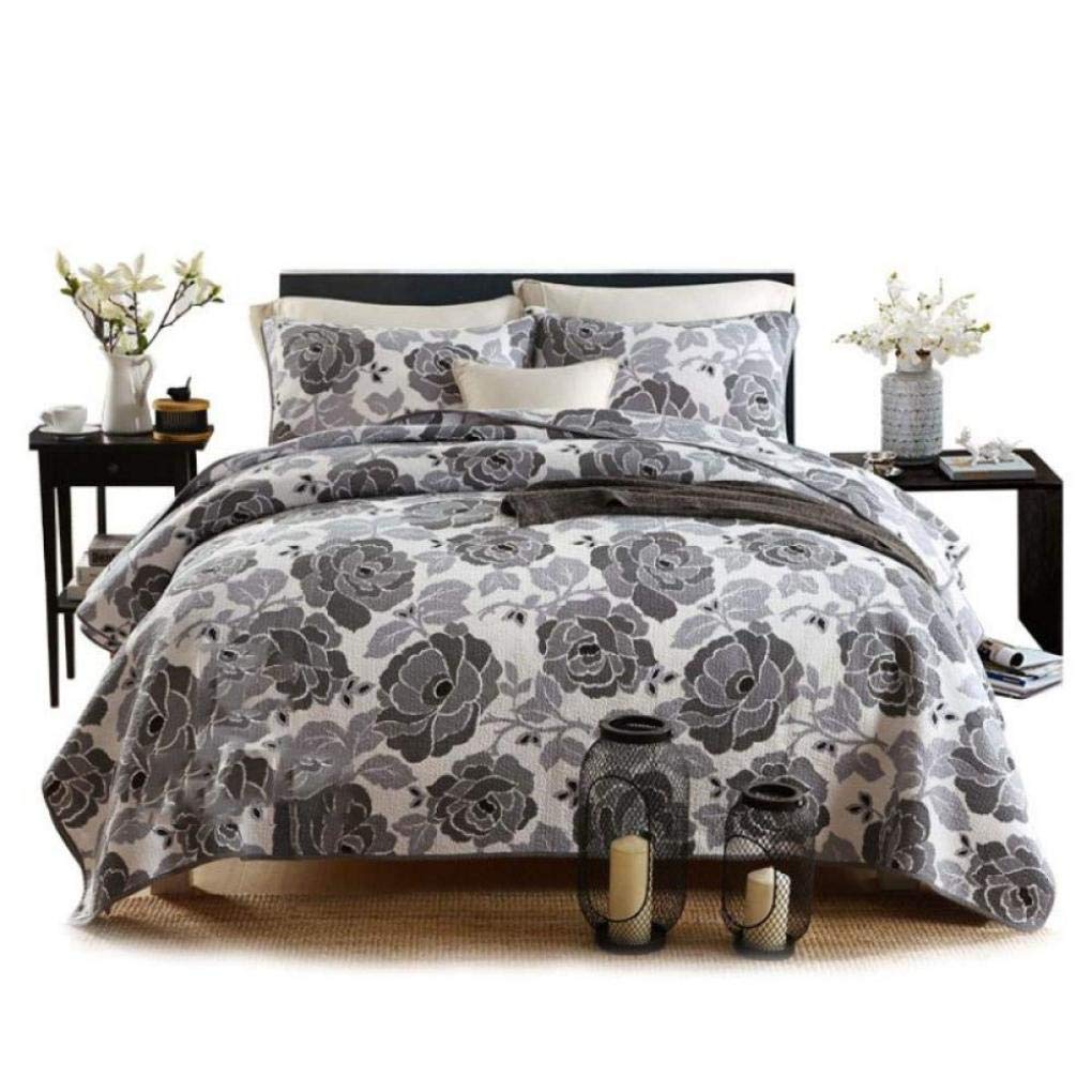 Sjdopulse 230×250 Cm Quilted Bedspread With Pillow Cases Cotton Floral Design Quilt Coverlet Bedding Set Comforter Bed Throw
