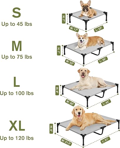 Miniatura 3 de Cama elevada para perros de 42 pulgadas, cama elevada transpirable para mascotas para perros grandes, cama impermeable para perros, fácil de montar,