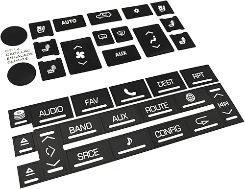 AtticZone Calcomanías de botón de radio de CA compatibles con Cadillac Escalade ESV EXT 2007 2008-2014 (AC16 + Radio18)