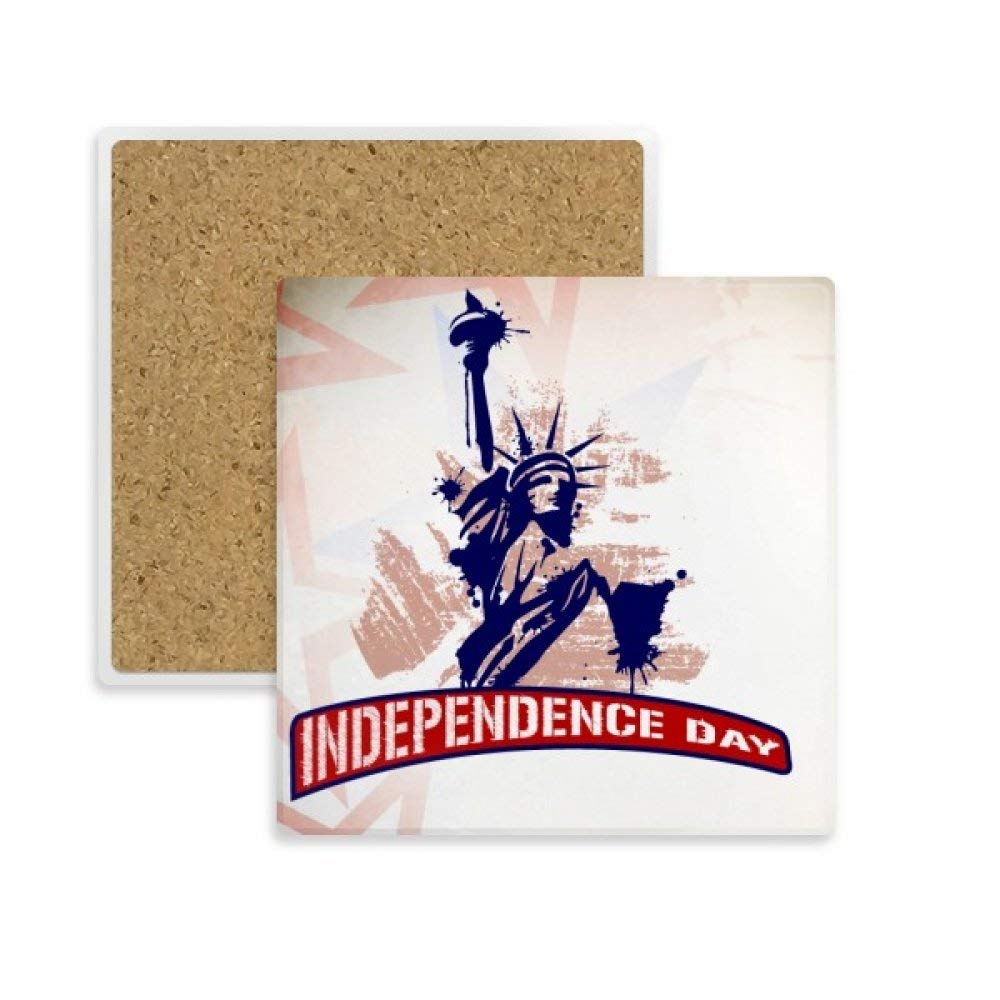 Dessous de verre Statue de la Liberté en pierre absorbante pour mug, lot de 2 supports carrés