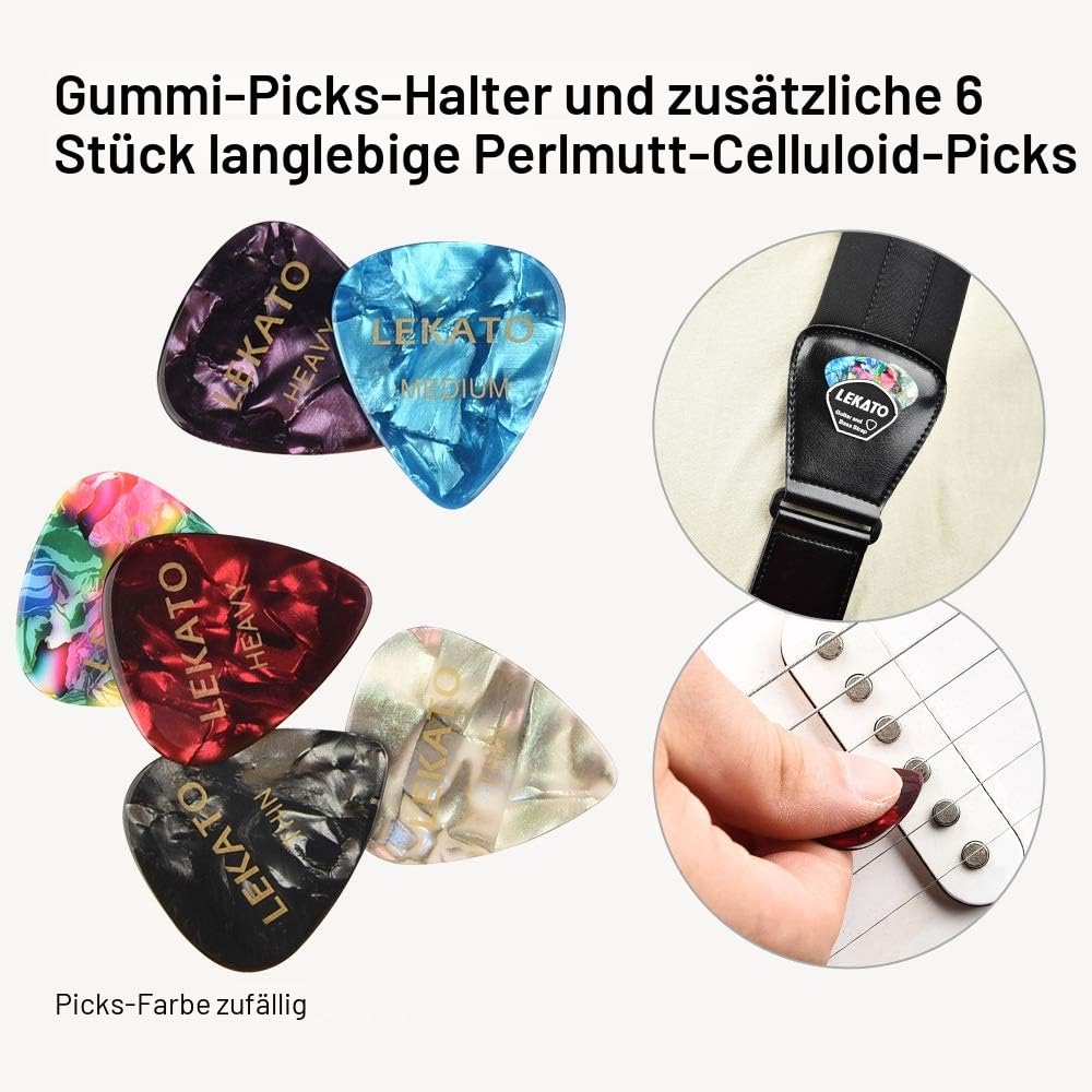 LEKATO Bassgurt für E-Gitarre und Bass, 7,6 cm breit, gepolsterter Gitarrengurt, verstellbare Länge von 114,3 cm bis 139,7 cm, Bass-Gitarrengurt