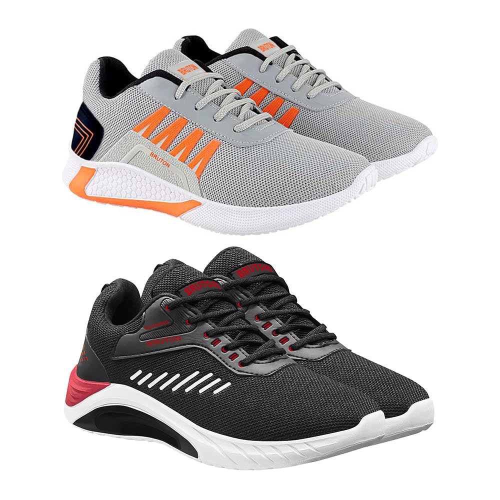 BRUTON Men Latest Collection Sports Running Shoes - Pack of 2 (Numeric_10) Grey- Black (B0C5R1P73K) Amazon Price History, Amazon Price Tracker