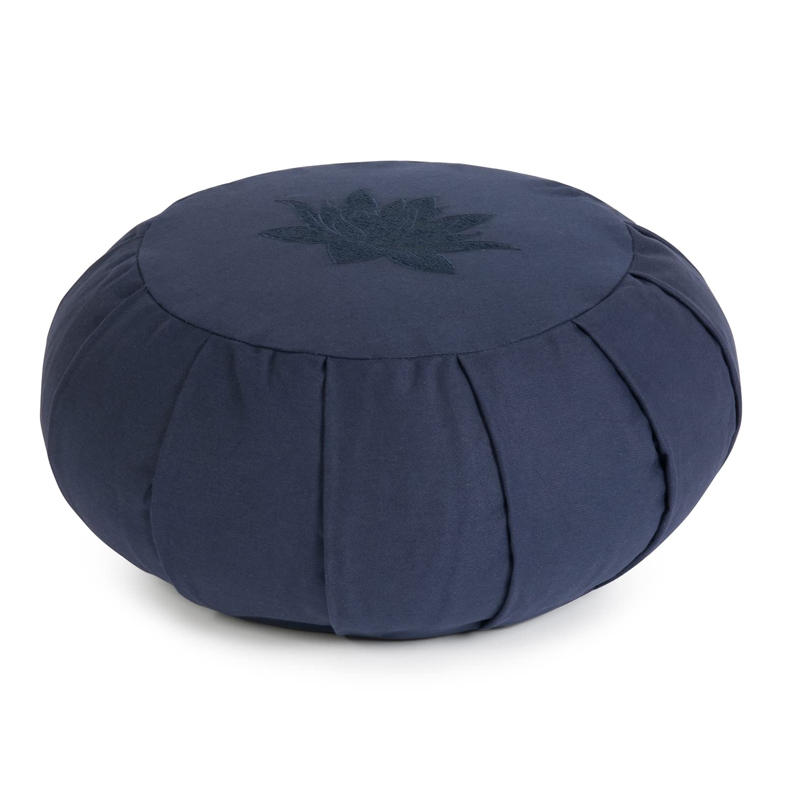 Yoga Studio YS Med/Cush/NavyB/Lot Cojín Redondo para meditación de alforfón de zafu, diseño de Hojas de Loto, Color Azul Marino, Unisex, Normal