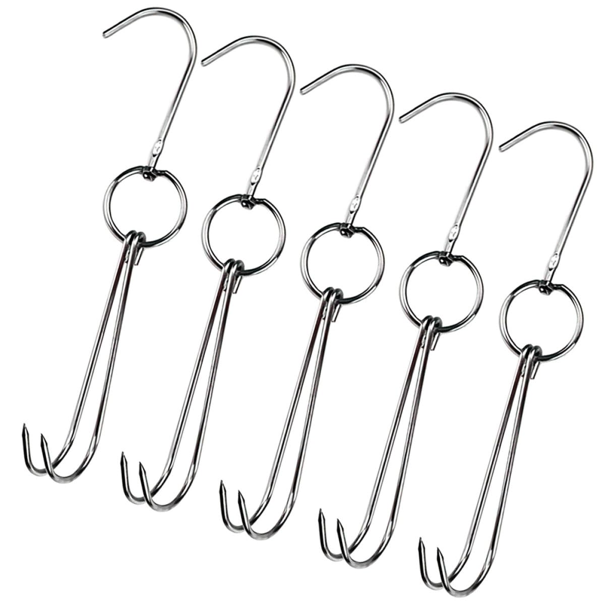 Ganchos de carne en acero inoxidable resistentes al calor para ahumar, pack de 5 unidades