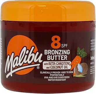 Sun SPF 8 Bronzing Tanning Body Butter with Beta Carotene and Coconut Oil, Water Resistant, Tropical Coconut Fragrance, 300ml
