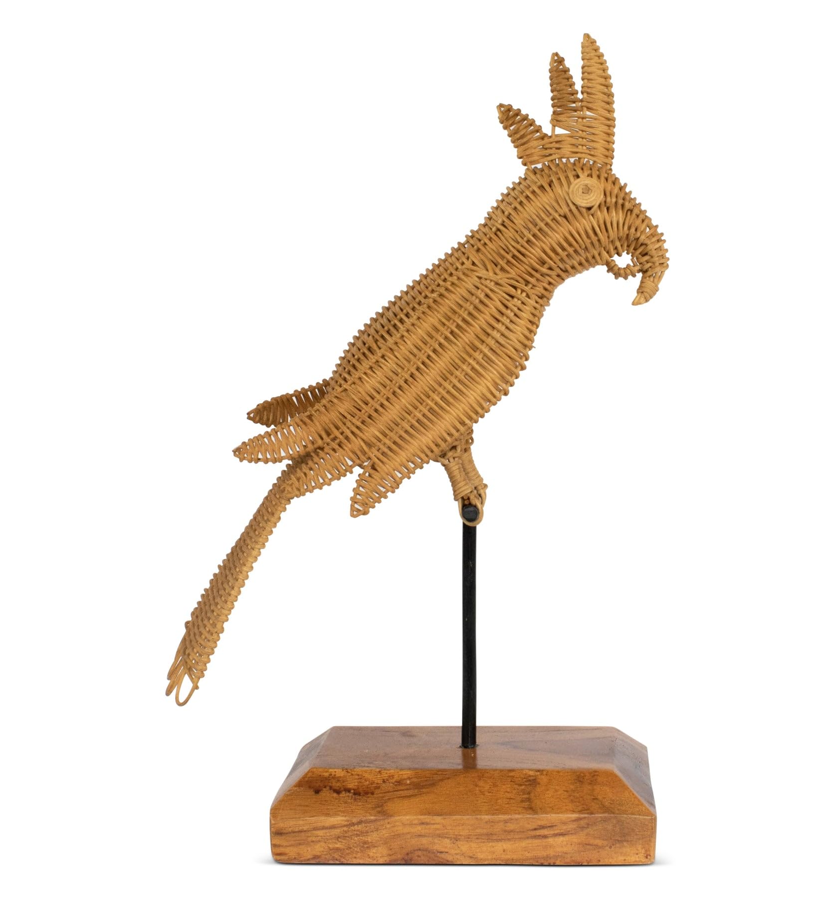 Sculpture d'oiseau cacatoès en rotin fait main pour une ambiance douce