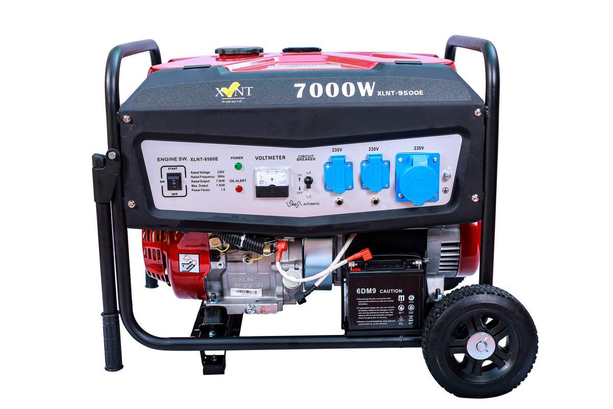 XLNT-9500E 7,000-Watt Gasoline (Petrol) Powered Generator with Electric Start, Red/Black