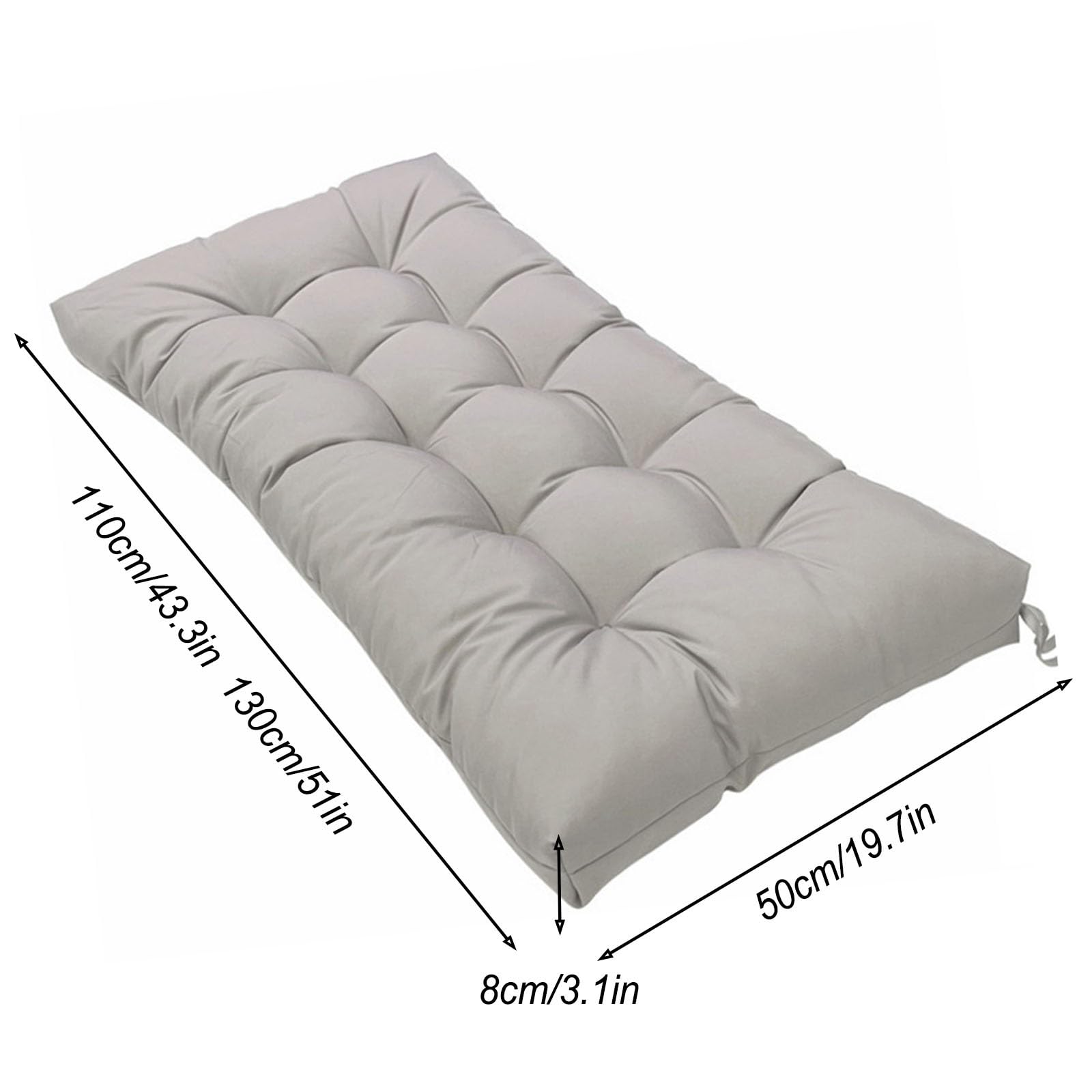 Cuscino di ricambio per dondolo da esterno impermeabile di alta qualità, per 2 o 3 posti, per giardino e cortile, versatile, per uso interno/esterno (argento, 129,5 x 50 cm)