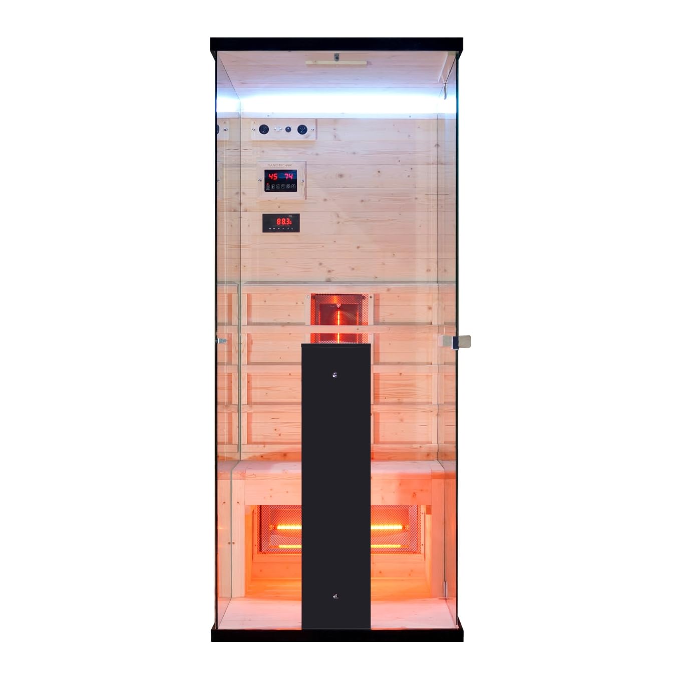 Infrarotkabine GRENA – 1-Personen Wellnessoase mit Vollspektrumstrahlern, Farb-LEDs und MP3-Player