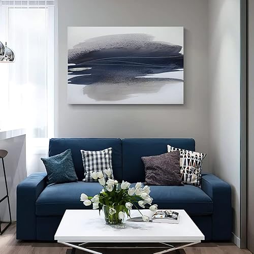 Miniatura 416 de Lienzo artístico para pared, pinturas de arte abstracto, fantasía azul, grafiti colorido sobre fondo blanco; decoración artística moderna para sala