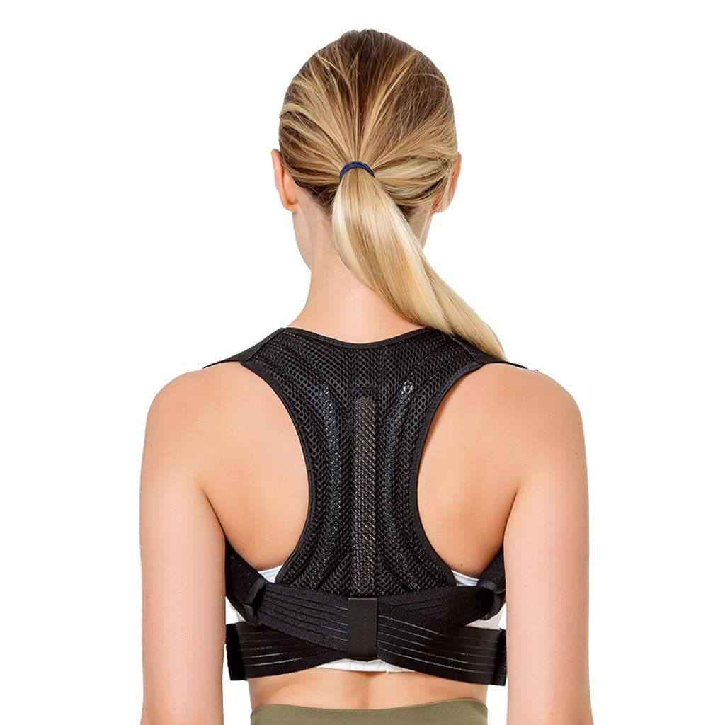 Powrót Brace Posture Corrector, kręgosłup lędźwiowy pas biodrowy z regulowanymi szerokimi paskami, poprawa pozycji siedzącej i stojącej słaba postawa (S)