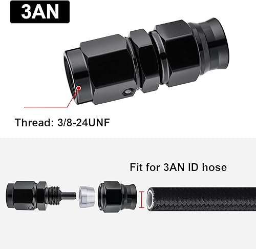 Miniatura 46 de EVIL ENERGY 3AN PTFE manguera extremo montaje 90 grados negro para manguera de PTFE solamente 2PCS