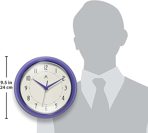 Miniatura 6 de Infinity Instruments LTD. Reloj de pared retro de 9 pulgadas, silencioso, sin tictac, moderno, de mediados de siglo, para cocina, comedor,