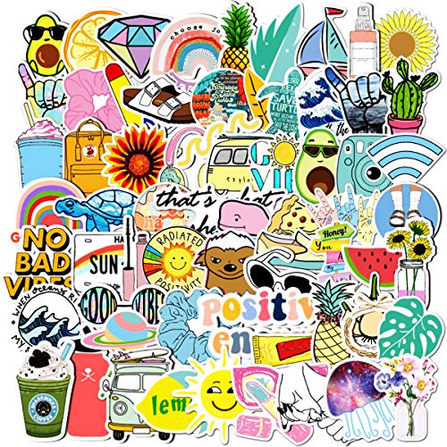 VSCO Stickers for Hydro Flask, 70 Pieces boys Girls Stuffs For Students Teens Teachers Waterproof Trendy Stickers for Water Bottles, Luggages, Laptops, Phones,Travel, Extra Durable 100% Vinyl 63DC