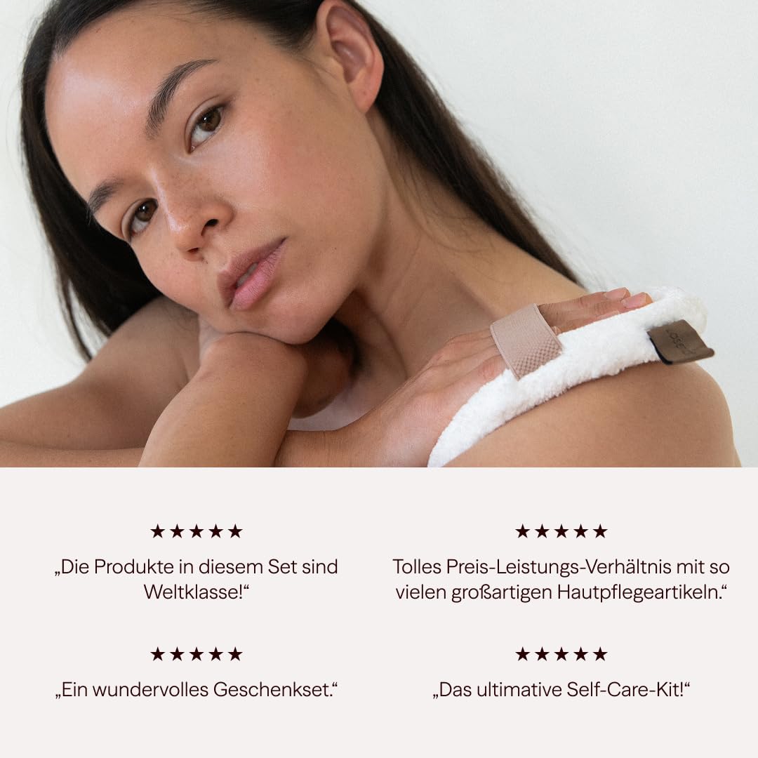 Waschies 3-tlg. Sauna Set – 1 Reinigungshandschuh, 1 Körperreinigungs- & Peelingpad und 1 Gesichtsreinigungs- & Peelingpad – sanfte Reinigung – waschbar, wiederverwendbar & nachhaltig - Alle Hauttypen