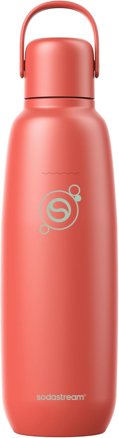 sodastream Fizz & Go Cool - All Metal Bottle (Papaya) Carbonating Bottle Capacity, 0.9L