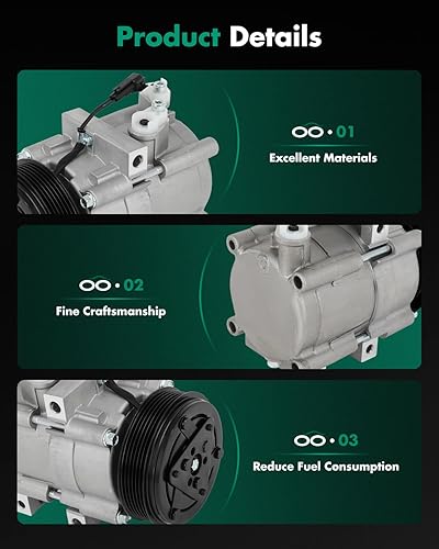 Miniatura 574 de SCITOO CO 10739C - Compresor de CA compatible con Honda Element 2.4L 2003 2004 2005 2006 2007 2008 2009 2010 2011