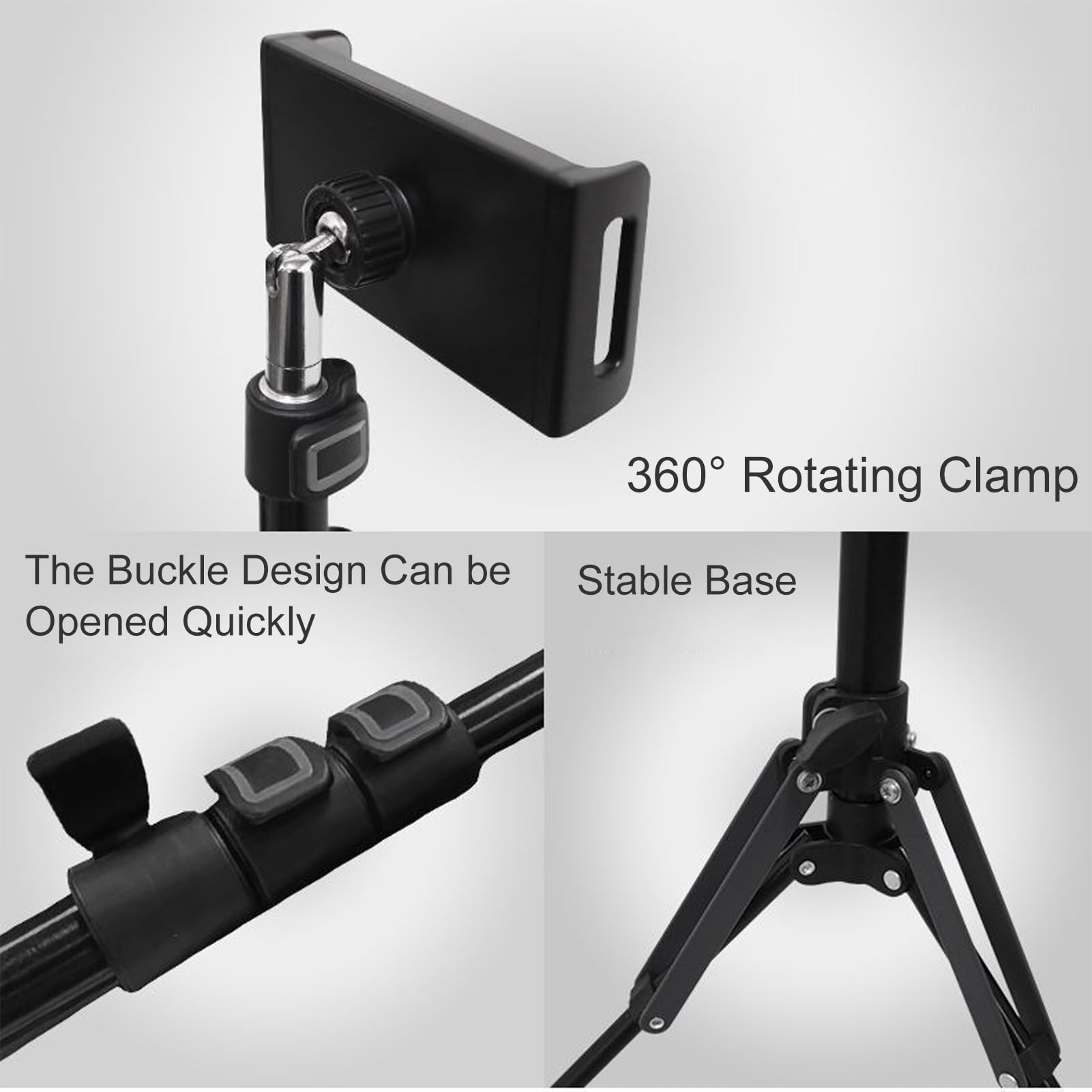 Trepied Tablette, Support Tablette sur Pied, Support Liseuse avec Tourne-Page à Distance, Porte Tablette Téléphone, Hauteur et Inclinaison Réglables