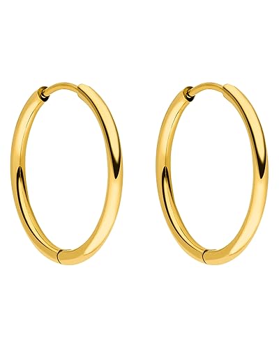 Purelei® Sleeky Ohrringe, Schlichte Creolen für Frauen, Wasserfeste kleine Creolen aus Edelstahl, Durchmesser 15,8 mm - gold