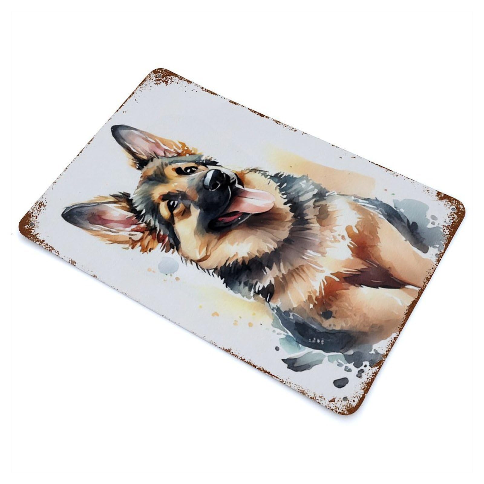 Retro Metal Sign with German Shepherd Cute Design 11.8"x7.9", for Pub, Kitchen And Man Cave Decor, Rustic Home Decor